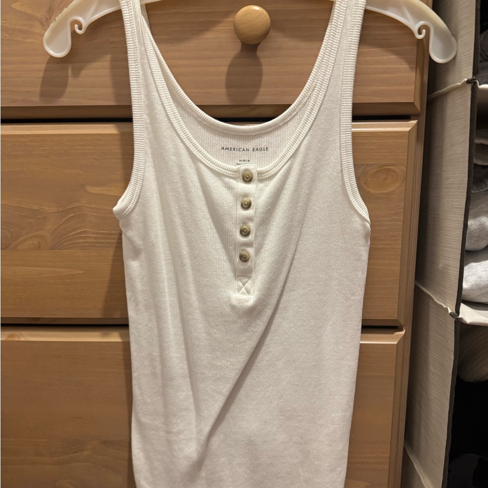 American Eagle Outfitters White Tank Top w/ Buttons